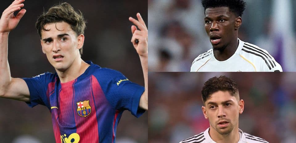 Jugadores de fútbol de Barcelona y Real Madrid