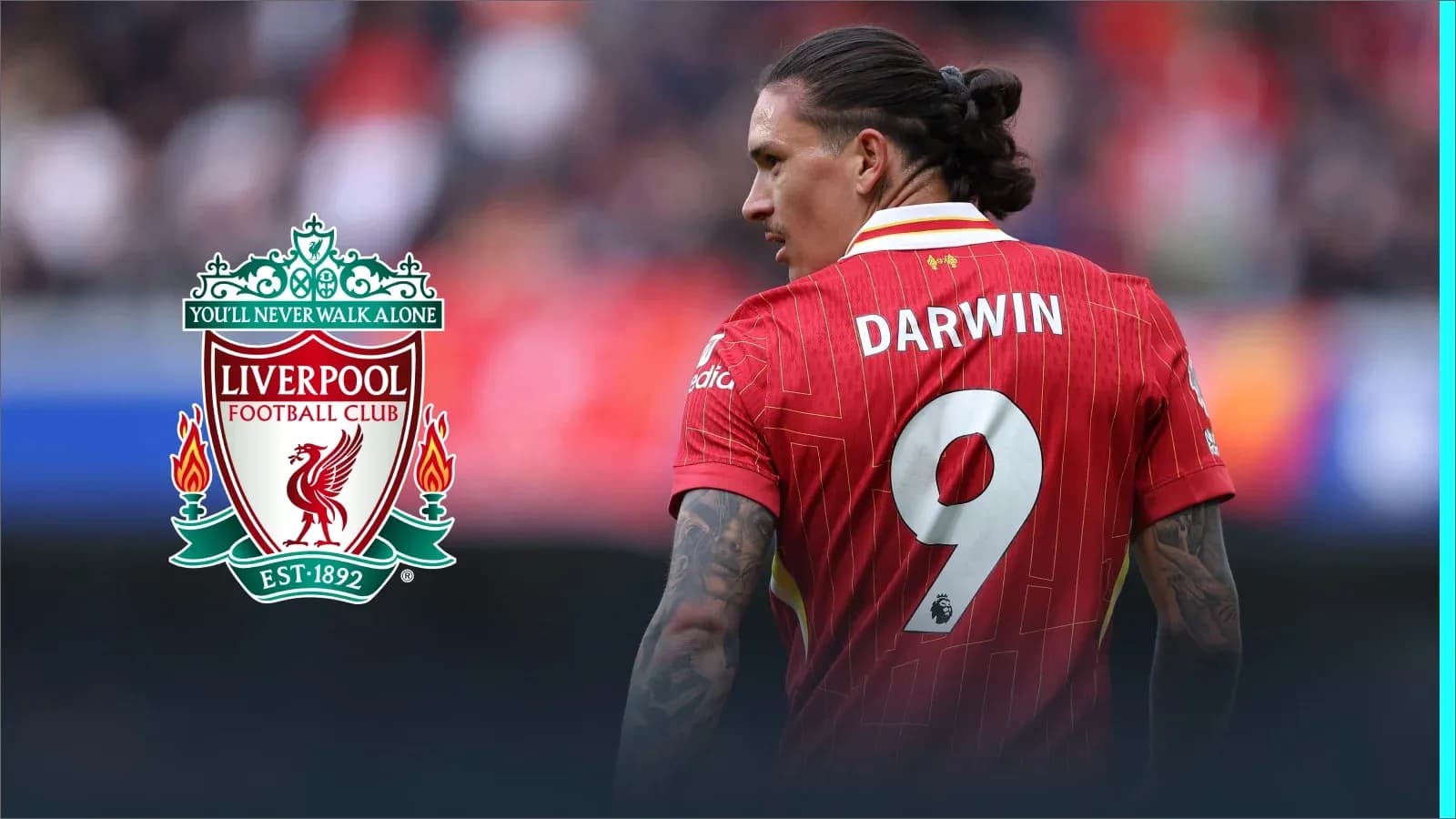 Jugador de Liverpool con camiseta de Darwin número 9