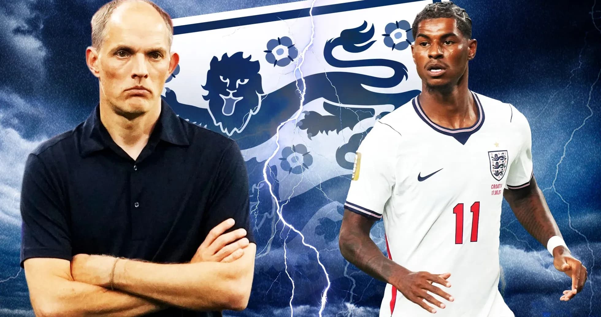 Entrenador y jugador de Inglaterra en fondo de tormenta