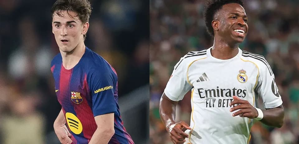 Jugadores de Barcelona y Real Madrid durante el partido