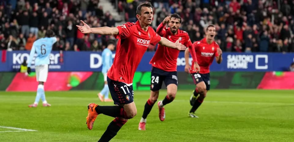 Celebración de Osasuna tras un gol