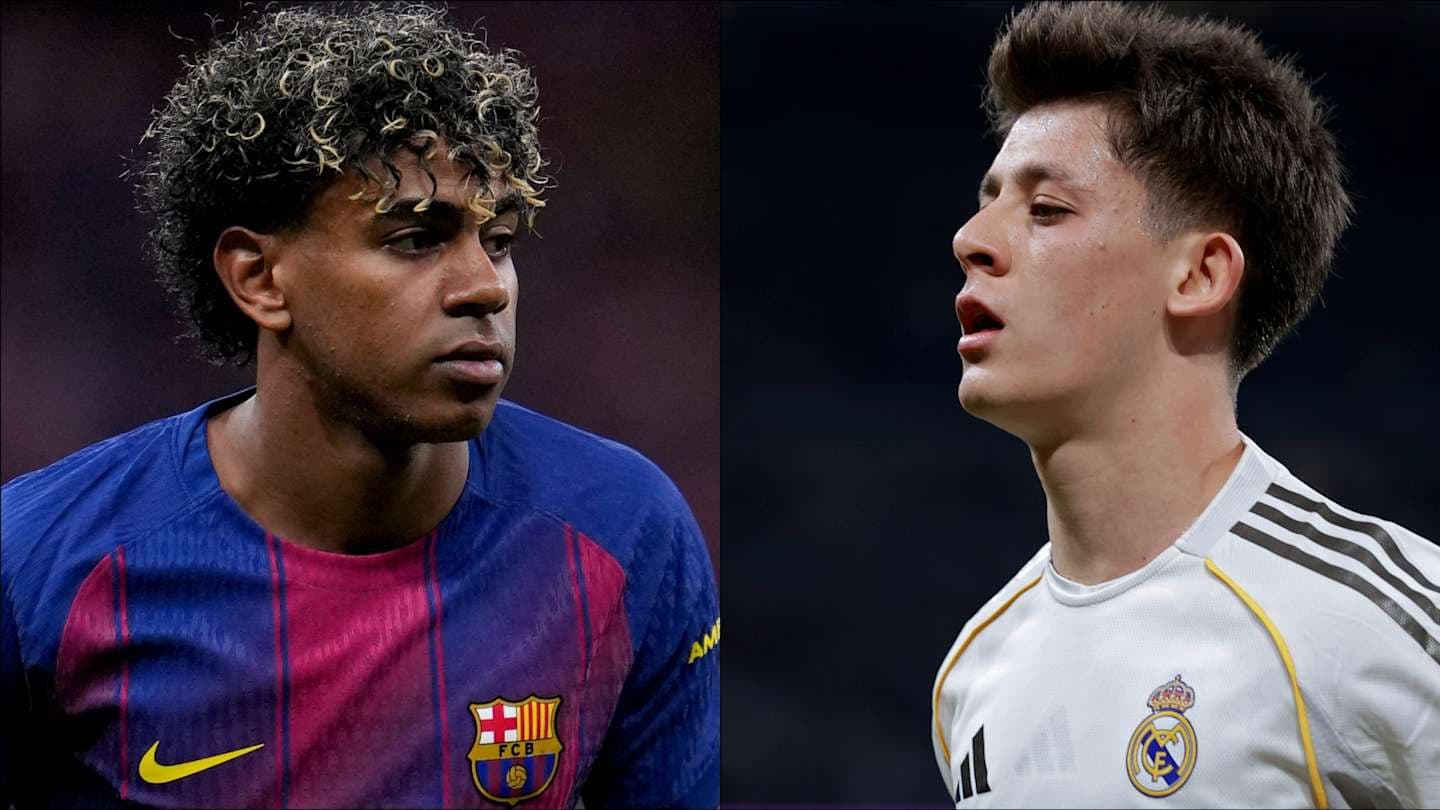 Jugadores de FC Barcelona y Real Madrid en primer plano