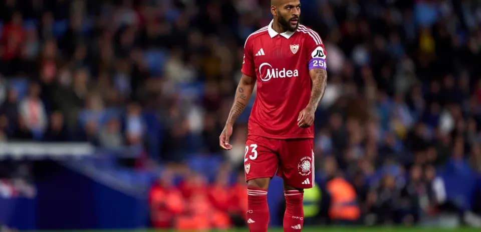 Jugador de Sevilla en partido contra Espanyol