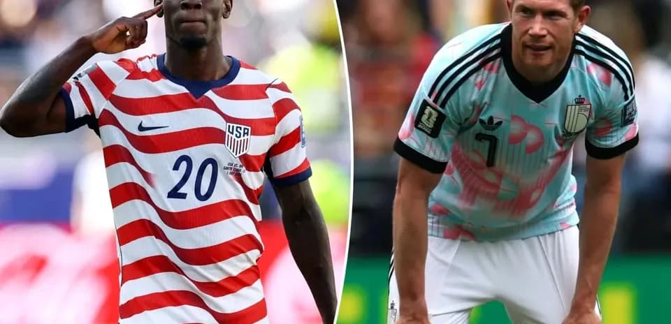 Jugadores de USA y Bélgica en el partido