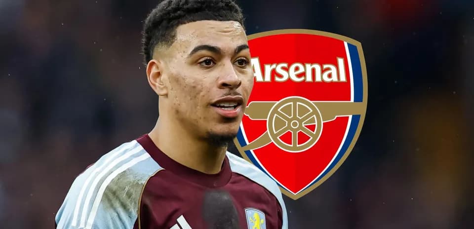 Jugador de Aston Villa con fondo de Arsenal