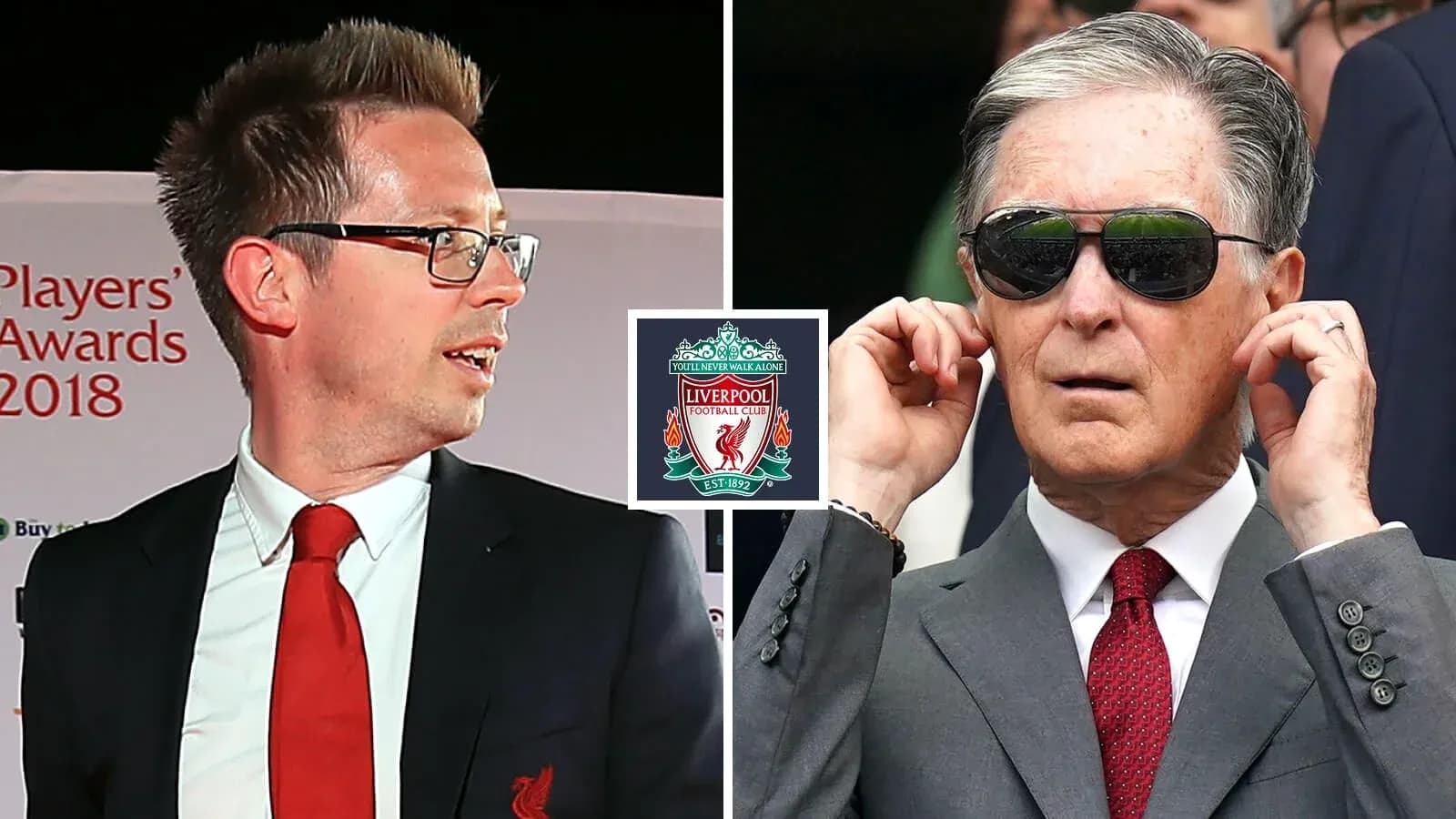 Dos personas en evento relacionado con Liverpool FC