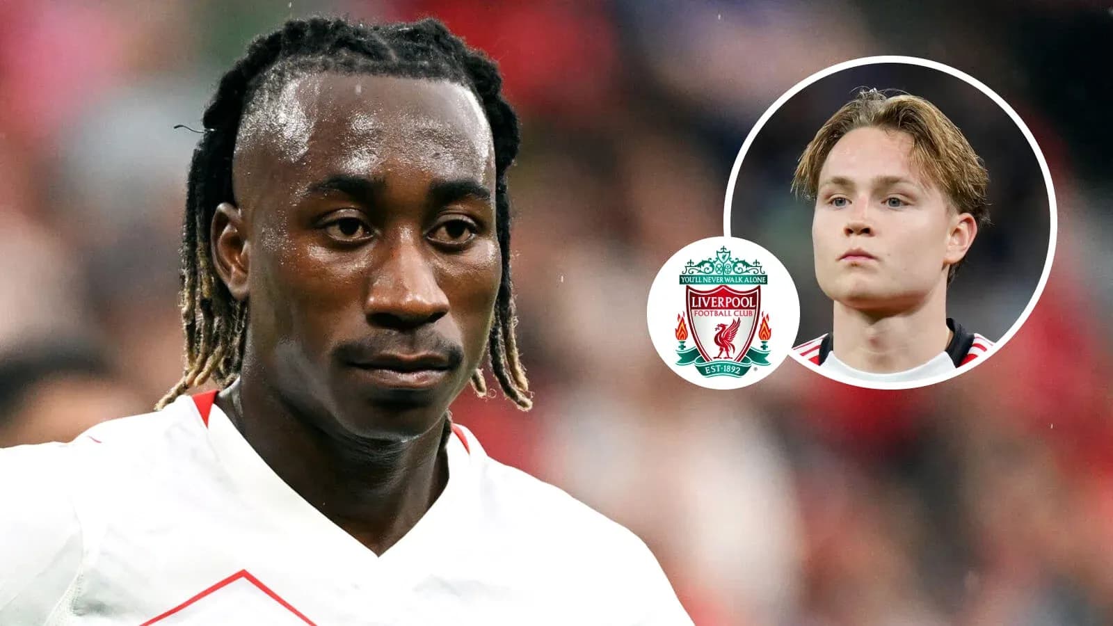Jugador de fútbol en uniforme con logo de Liverpool