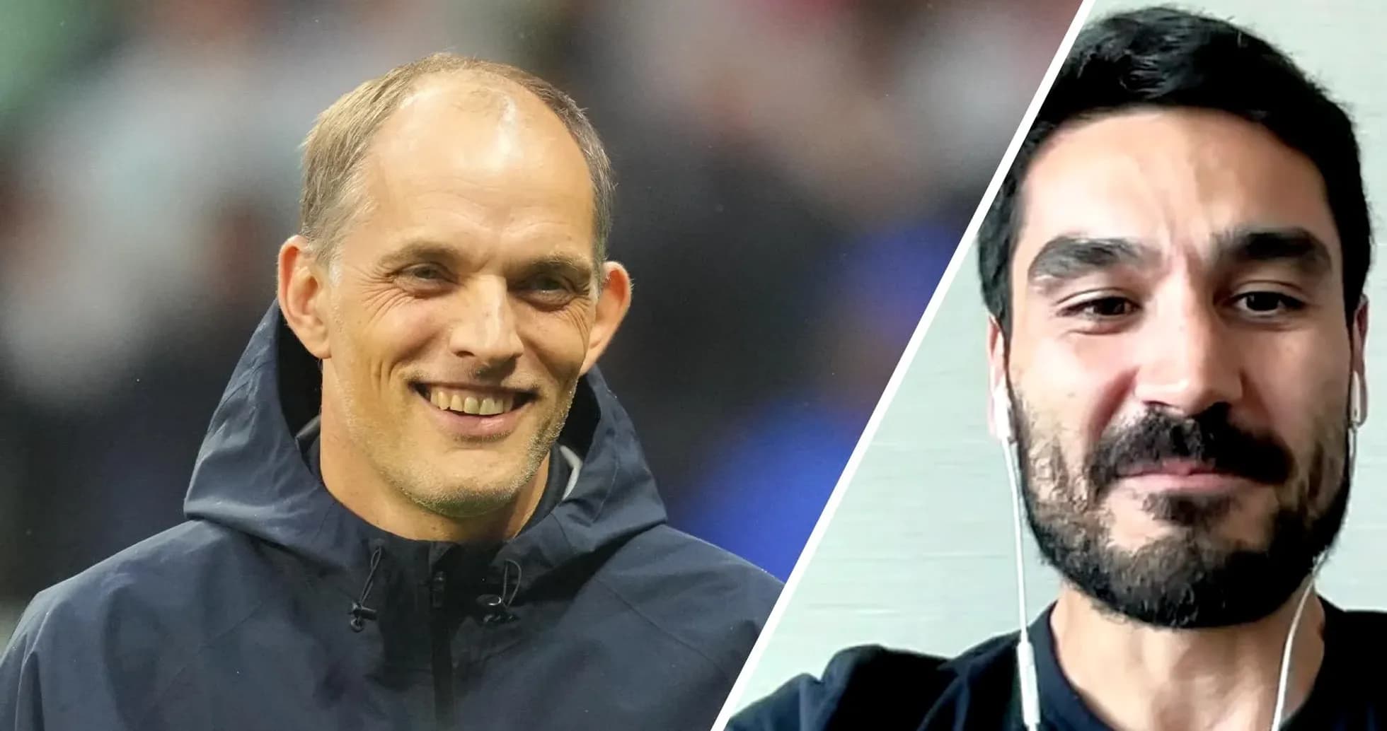 Thomas Tuchel y Ilkay Gündogan sonriendo en imágenes