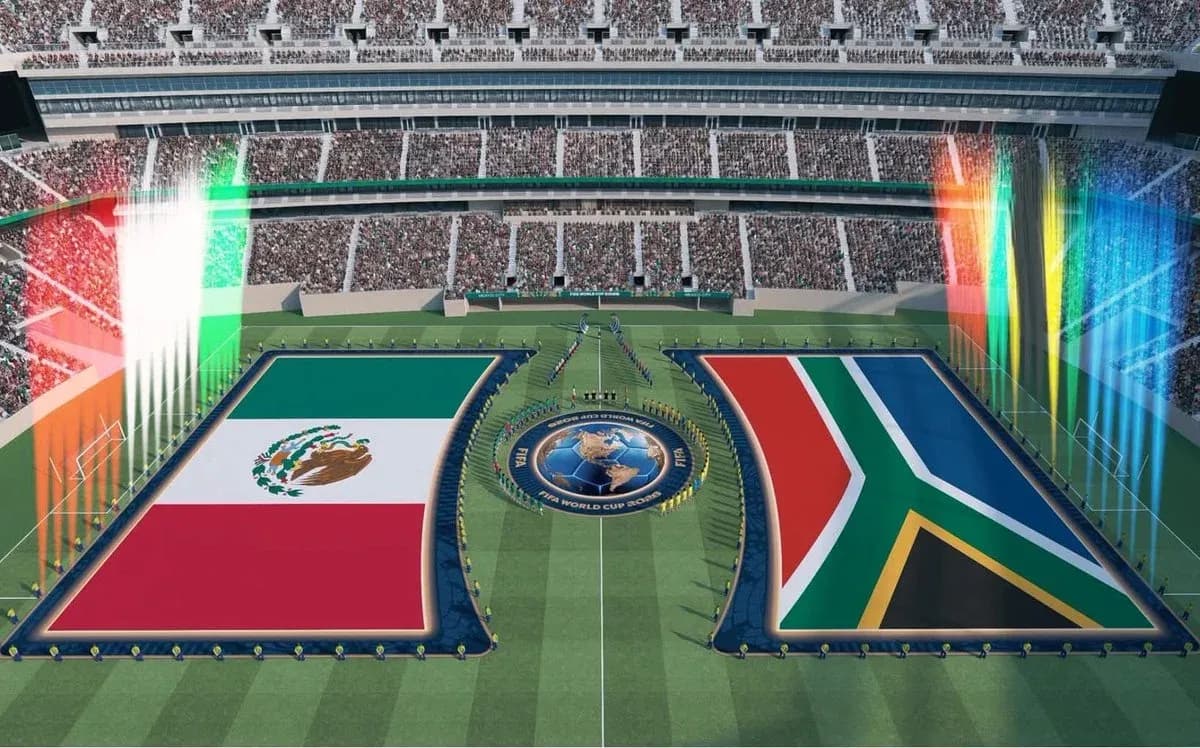 Banderas de México y Sudáfrica en el estadio