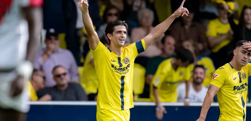 Celebración de gol de jugador del Villarreal
