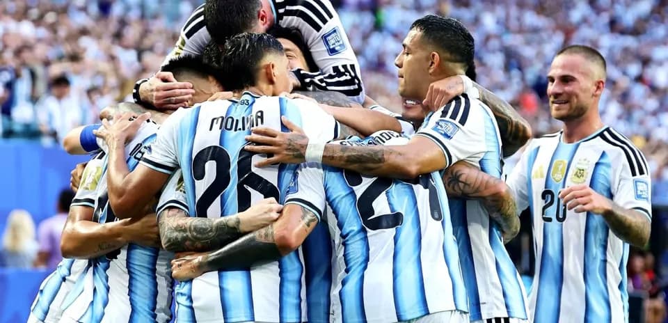 Celebración de gol del equipo argentino