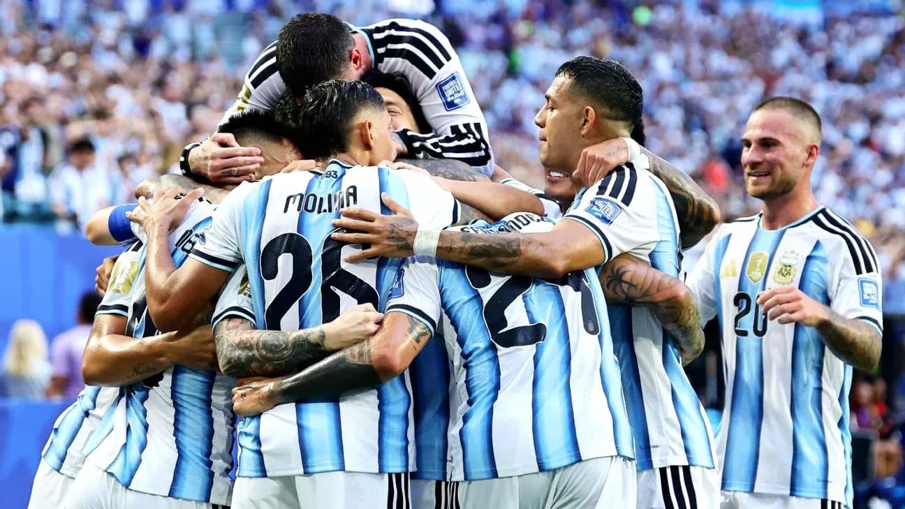 Celebración de gol del equipo argentino