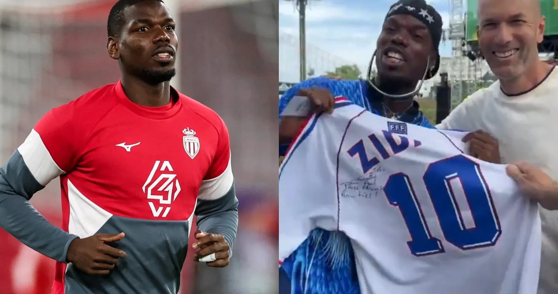 Paul Pogba entrenando y sosteniendo camiseta de Zidane
