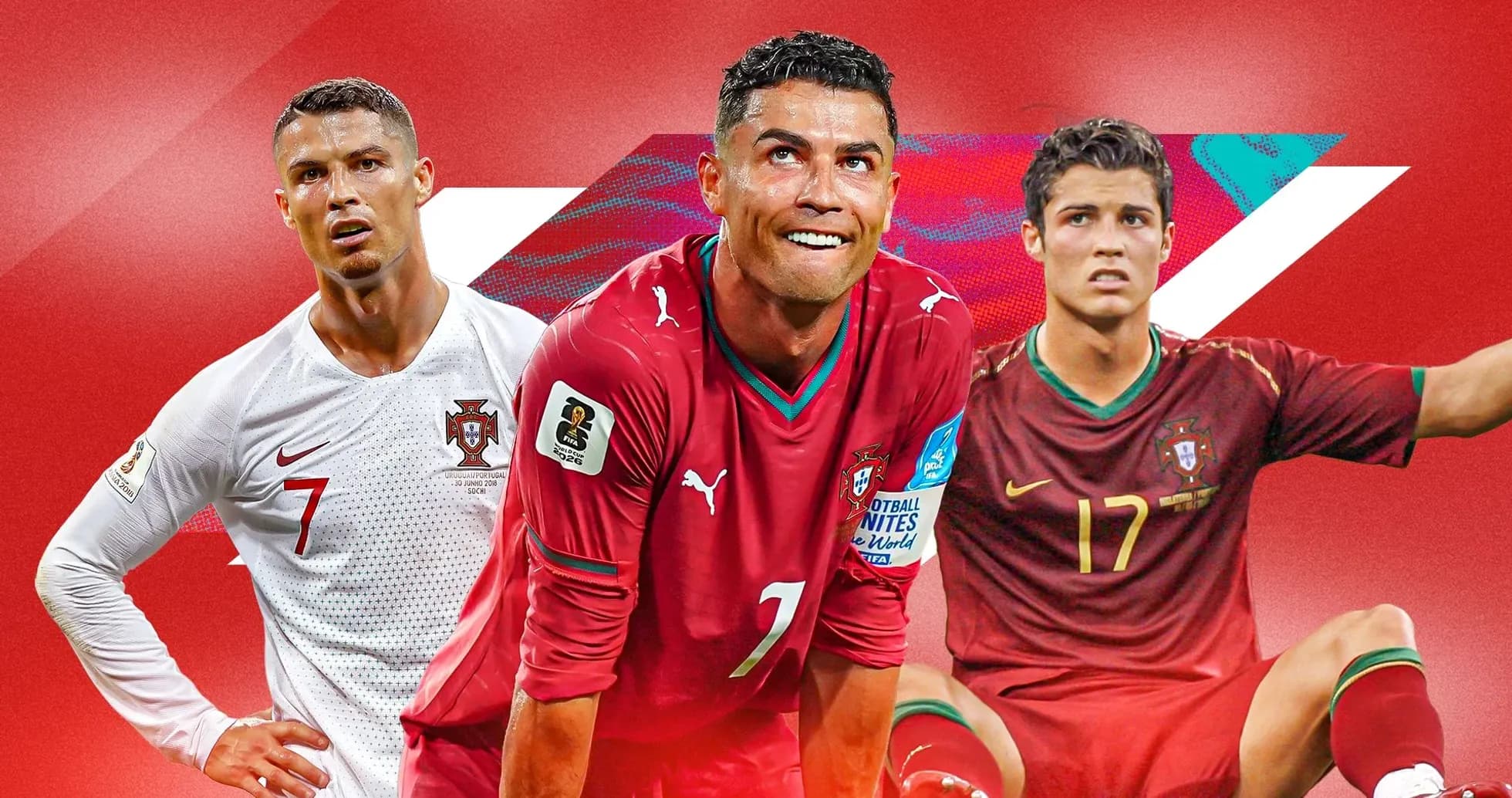 Cristiano Ronaldo en varias etapas con Portugal