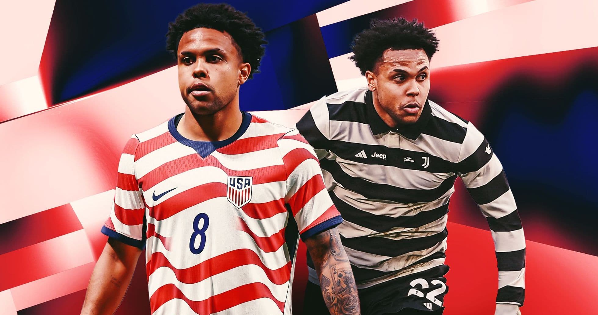 Jugador en camiseta de Estados Unidos y Juventus