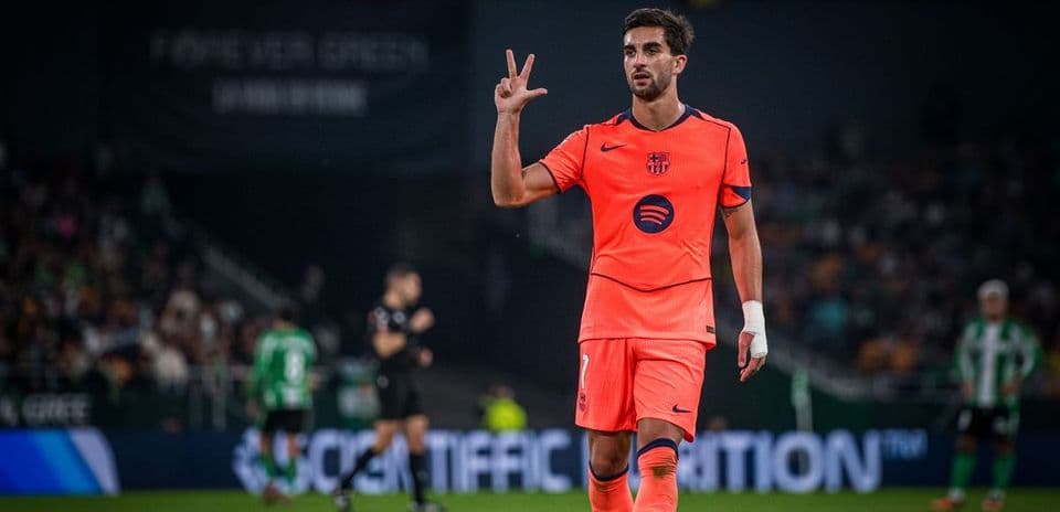 Jugador del Barcelona celebrando durante el partido