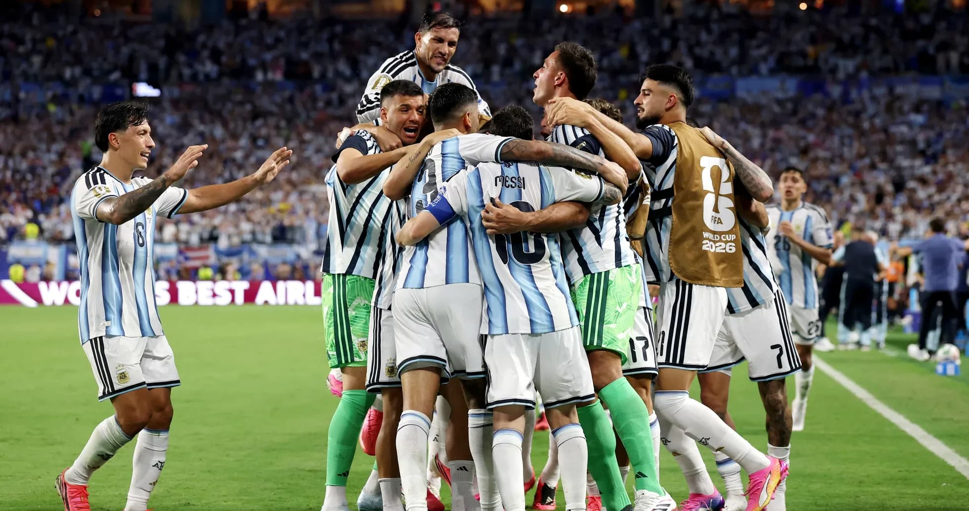 Celebración del equipo de Argentina tras un gol