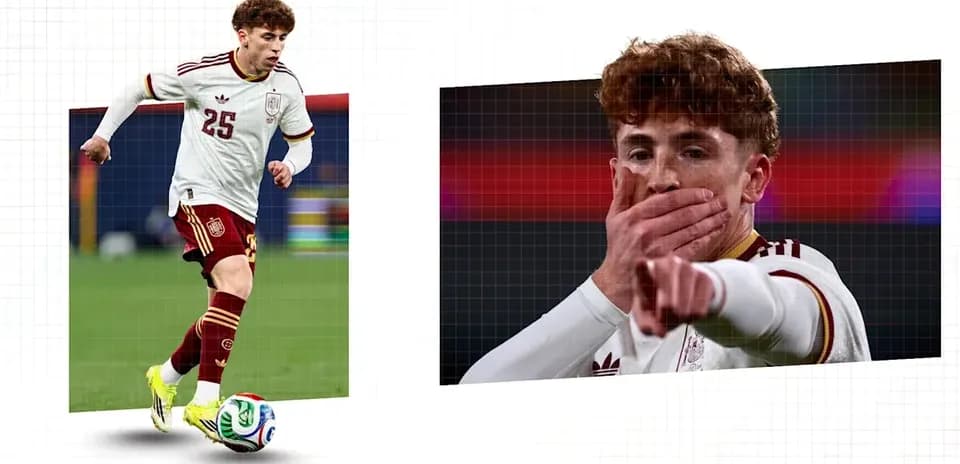 Jugador de España corriendo y señalando durante el partido
