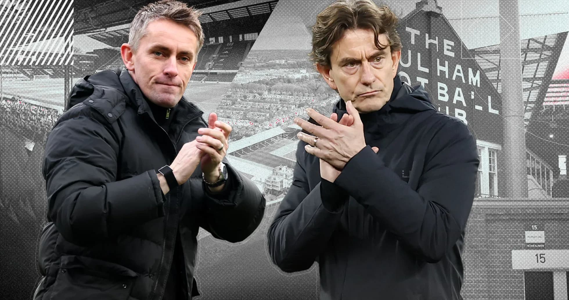 Entrenadores aplaudiendo antes del partido en Fulham