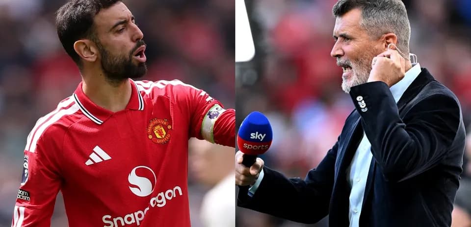 Bruno Fernandes y Roy Keane en acción durante un partido