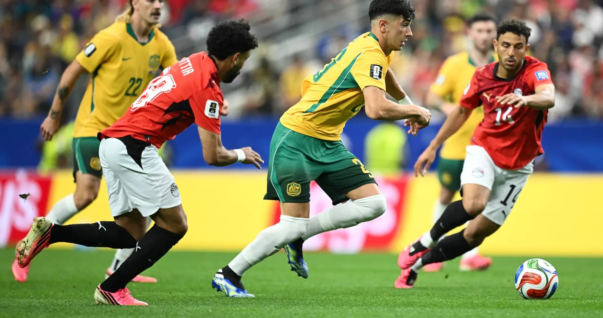 Partido entre Australia y Egipto en la Copa Mundial