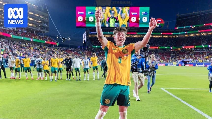 Jugador de Australia celebrando en el estadio