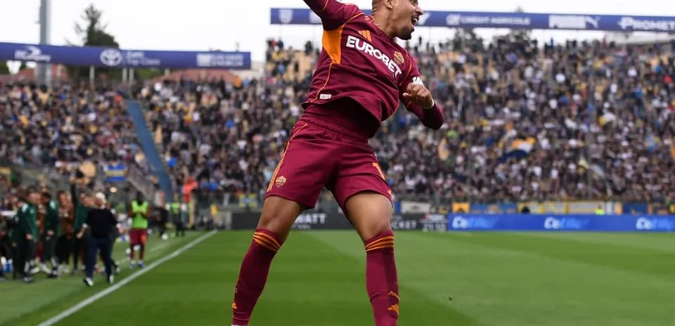 Celebración de un jugador de AS Roma