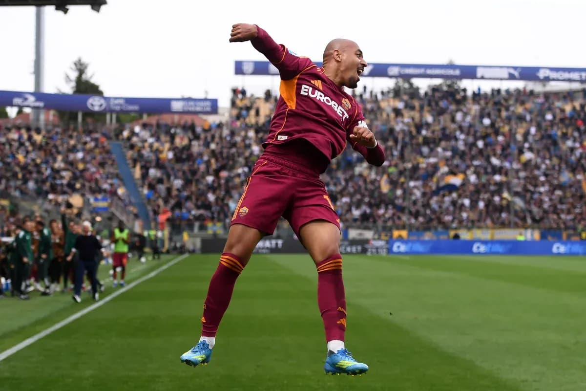 Celebración de un jugador de AS Roma