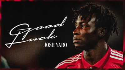 Josh Yaro en primer plano con mensaje de buena suerte