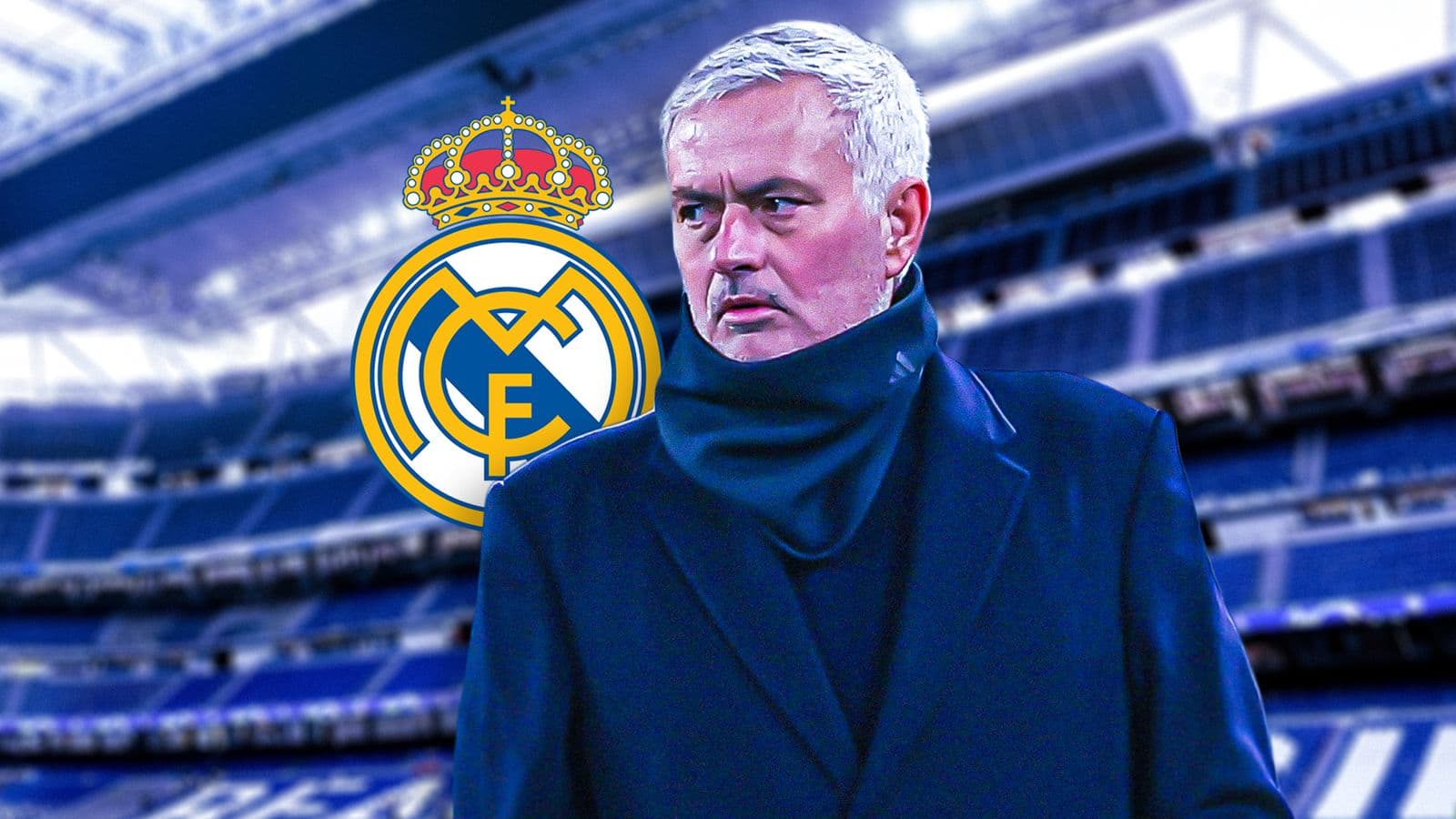 José Mourinho frente al logo del Real Madrid José Mourinho frente al logo del Real Madrid