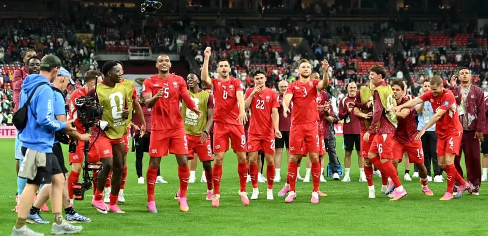 Jugadores de Suiza celebrando en el Mundial 2026 Jugadores de Suiza celebrando en el Mundial 2026