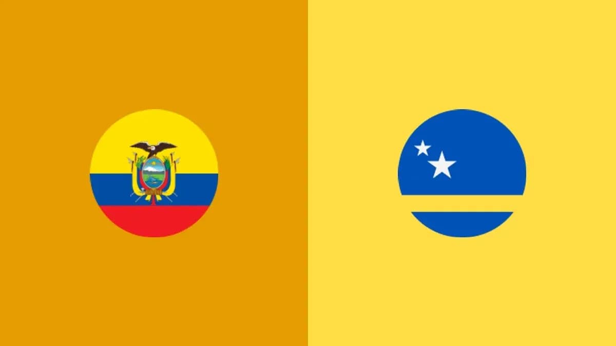 Banderas de Ecuador y Curazao en fondo colorido Banderas de Ecuador y Curazao en fondo colorido