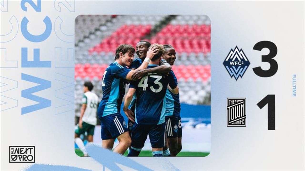 Jugadores celebrando un gol del Vancouver Whitecaps II Jugadores celebrando un gol del Vancouver Whitecaps II