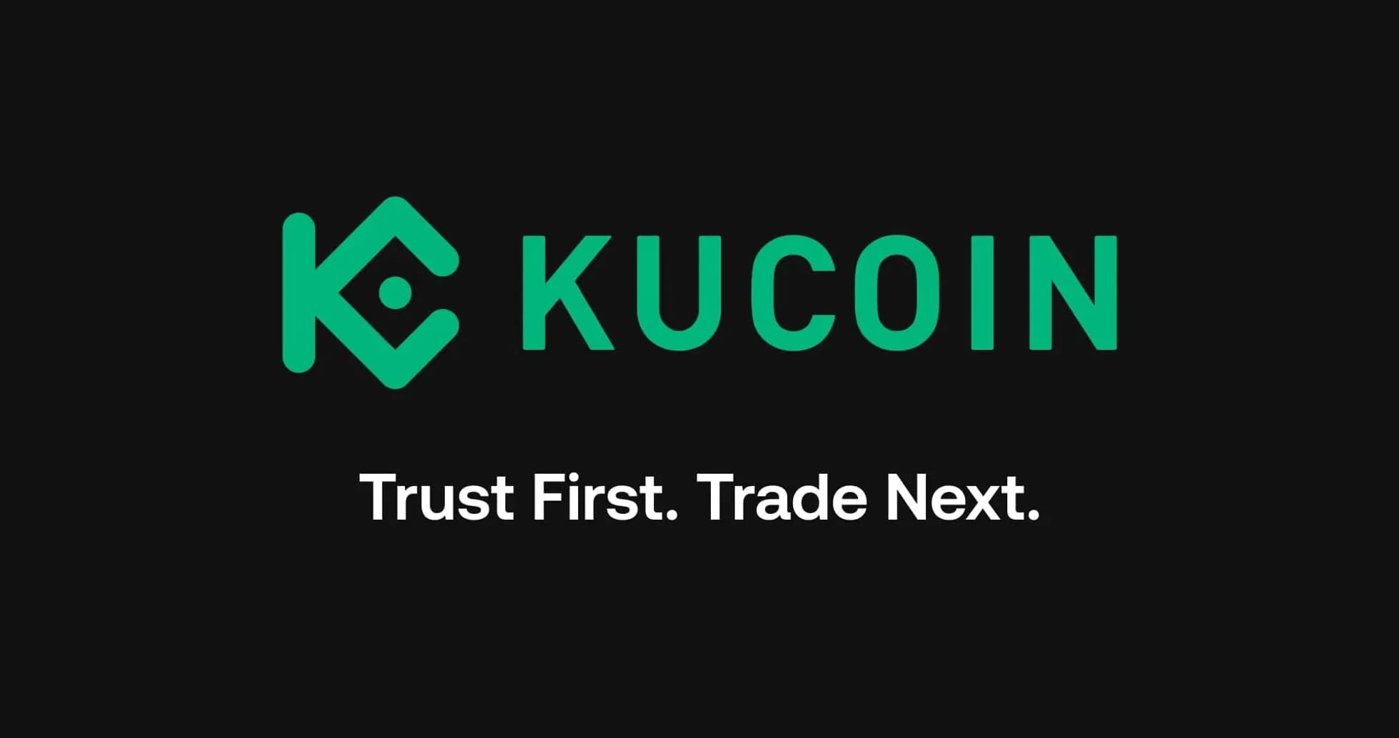 Logotipo de KuCoin con lema en fondo negro Logotipo de KuCoin con lema en fondo negro