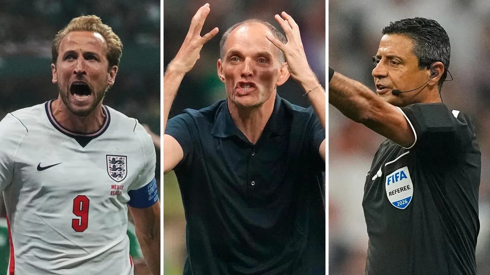 Jugador, entrenador y árbitro en partido de fútbol Jugador, entrenador y árbitro en partido de fútbol
