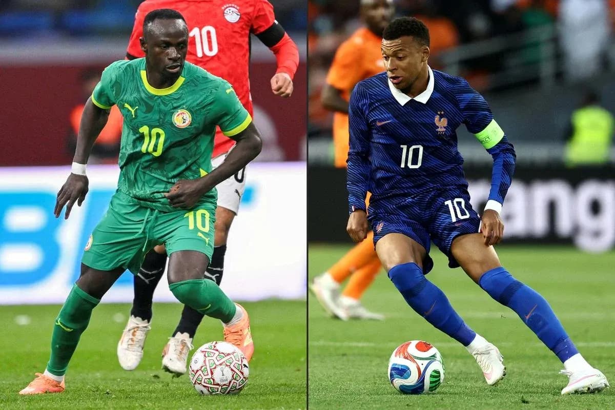 Sadio Mané y Kylian Mbappé en acción Sadio Mané y Kylian Mbappé en acción