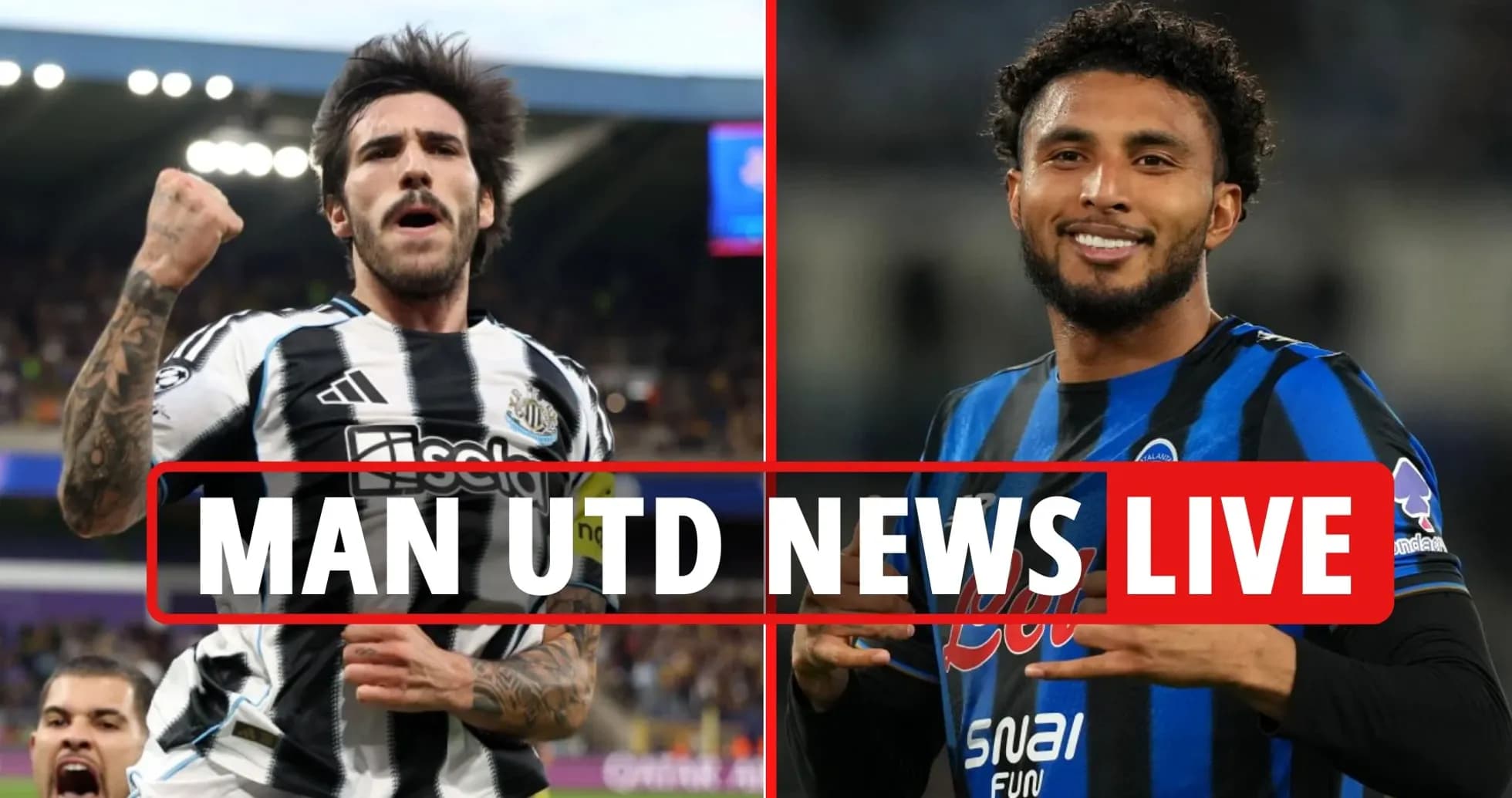 Jugadores de Newcastle y Atalanta posando para noticia Jugadores de Newcastle y Atalanta posando para noticia