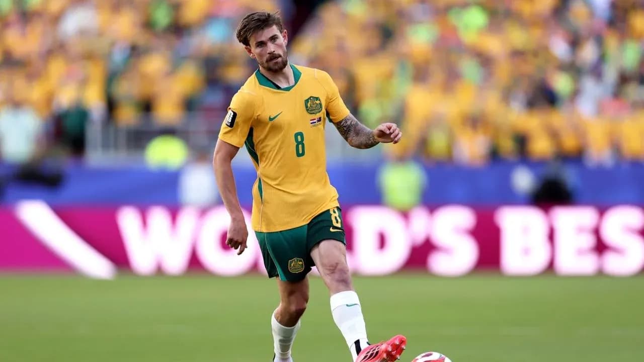 Jugador australiano en acción durante el partido Jugador australiano en acción durante el partido