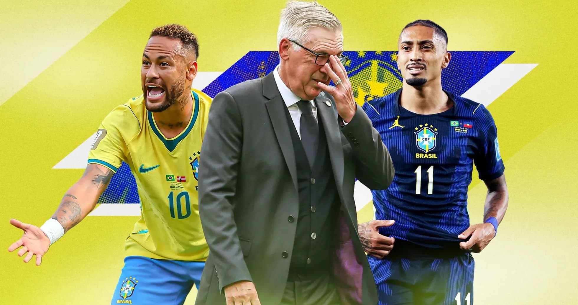 Neymar y Richarlison junto al entrenador de Brasil Neymar y Richarlison junto al entrenador de Brasil