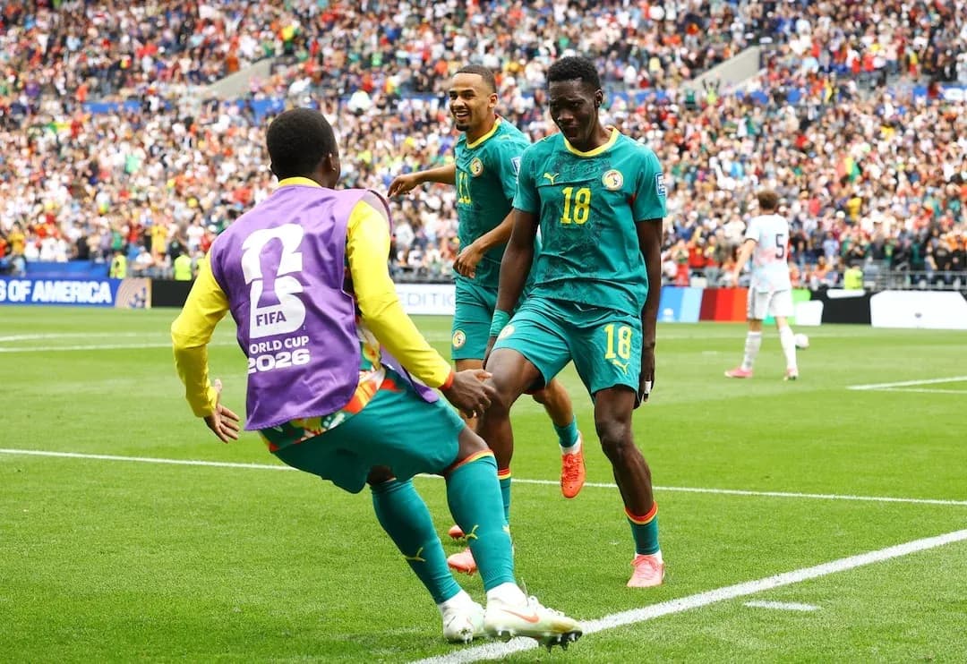 Jugadores de Senegal celebrando un gol Jugadores de Senegal celebrando un gol