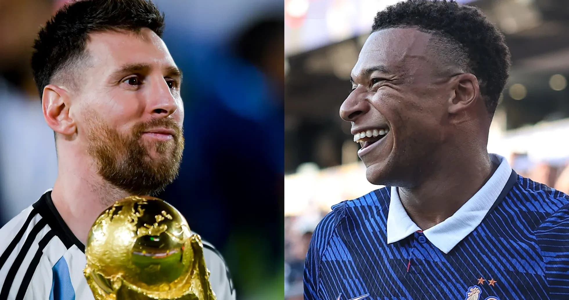 Lionel Messi y Kylian Mbappé sonriendo en evento Lionel Messi y Kylian Mbappé sonriendo en evento