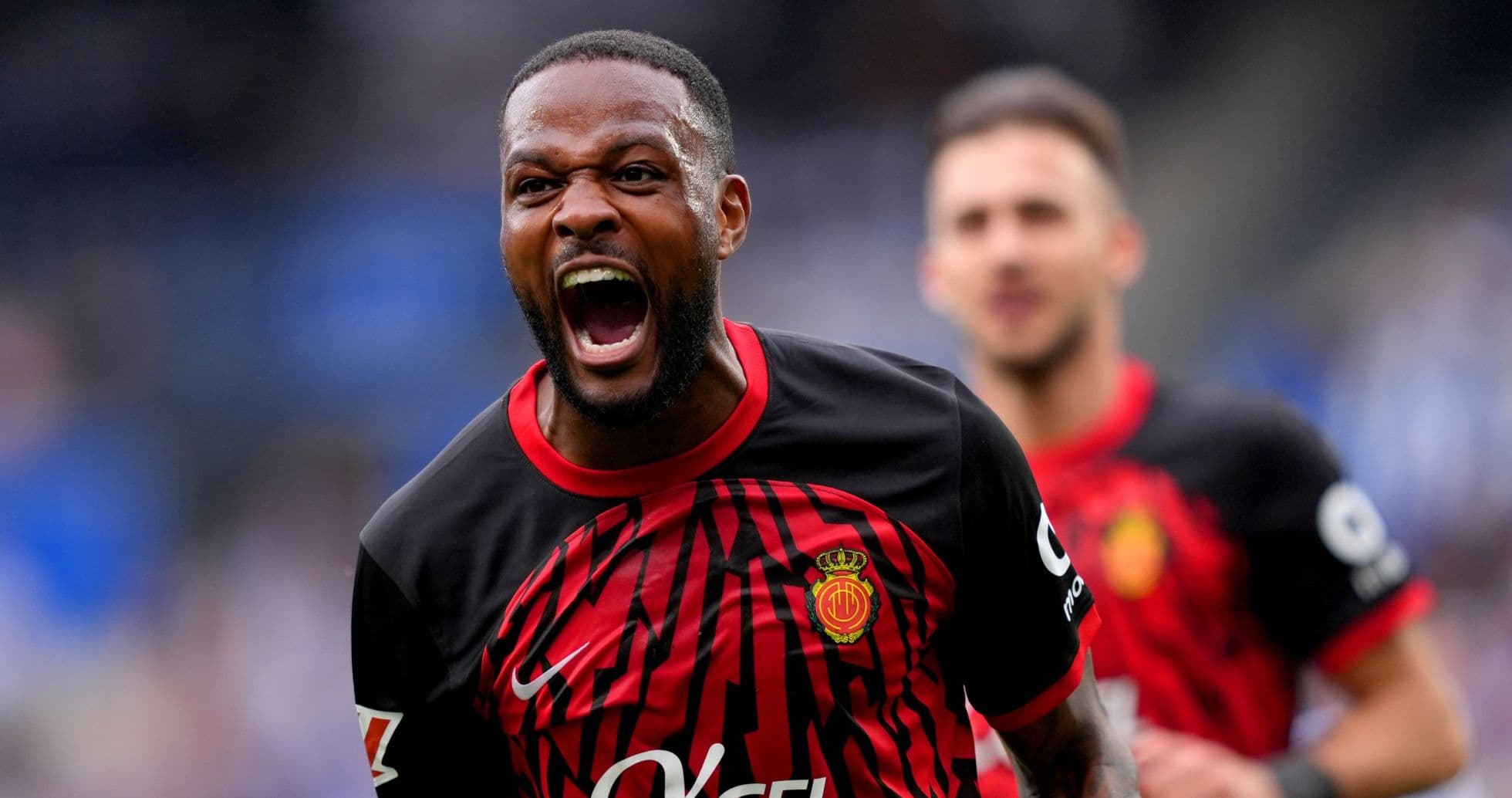 Jugador de Mallorca celebra un gol Jugador de Mallorca celebra un gol