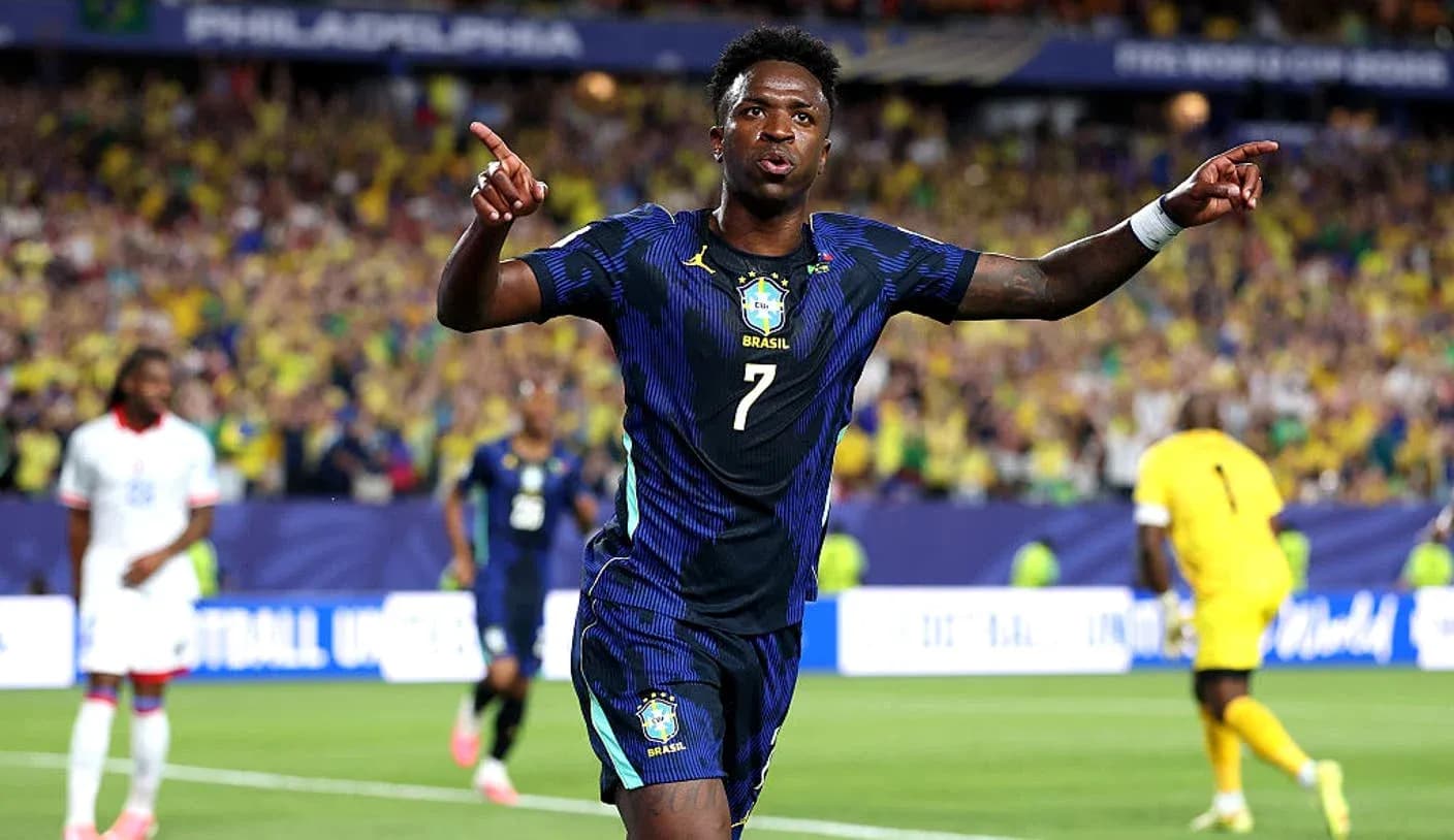 Vinícius Júnior celebra un gol con Brasil en el estadio Vinícius Júnior celebra un gol con Brasil en el estadio