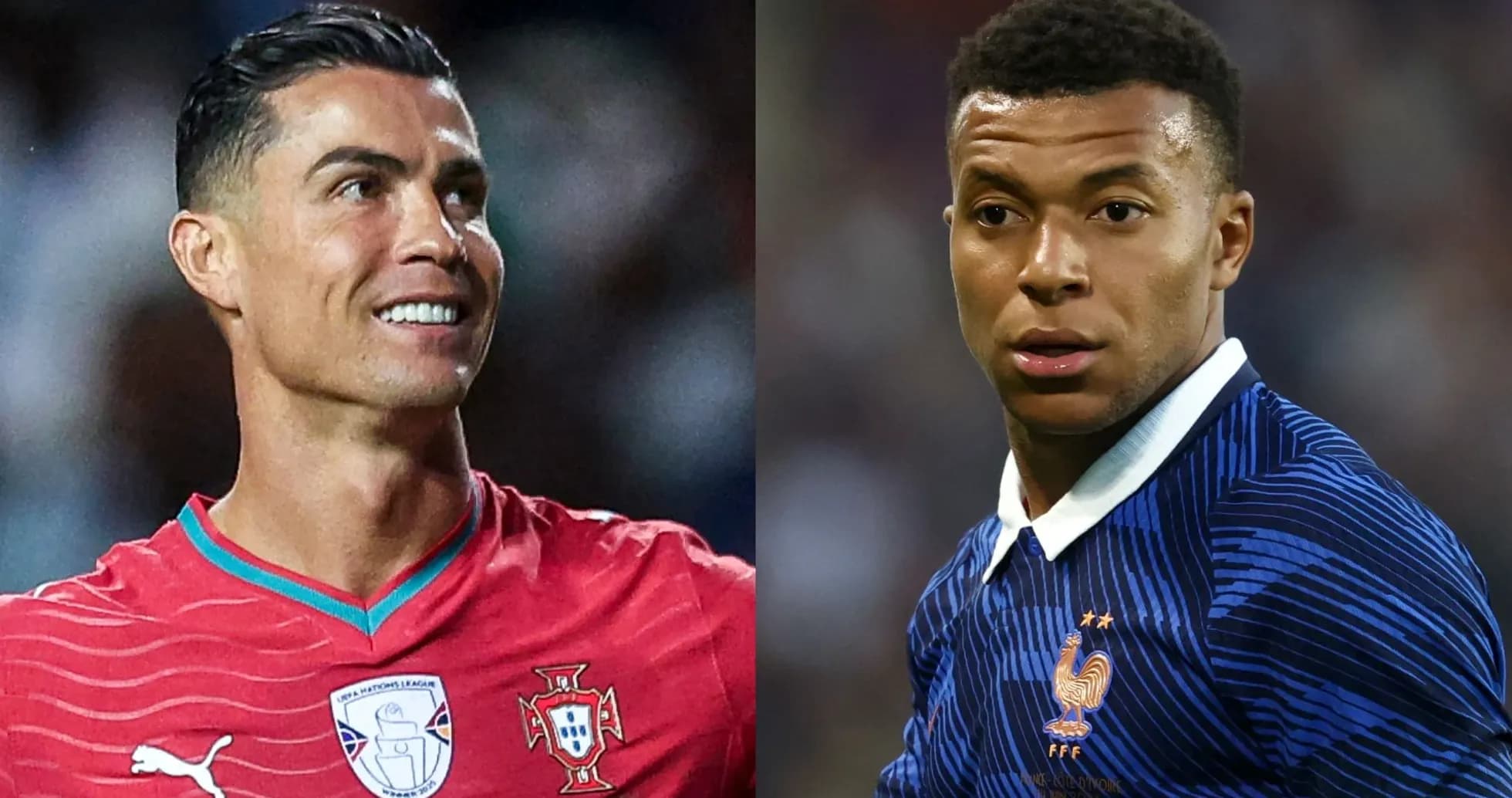 Cristiano Ronaldo y Kylian Mbappé en el campo Cristiano Ronaldo y Kylian Mbappé en el campo