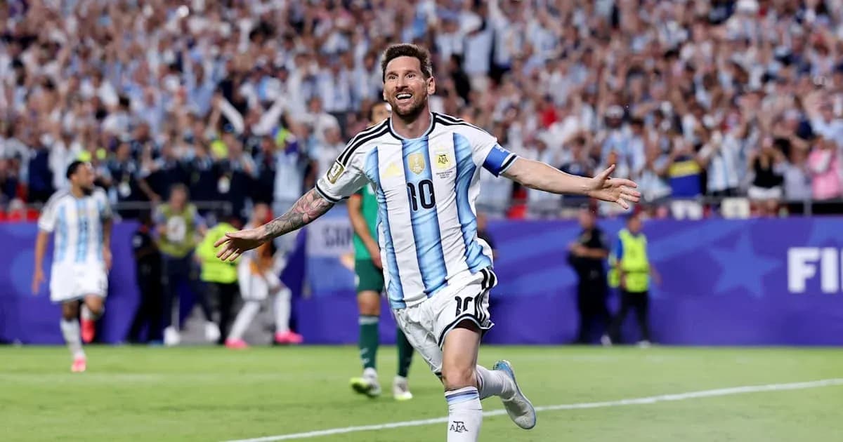 Jugador de Argentina celebrando un gol en el partido Jugador de Argentina celebrando un gol en el partido