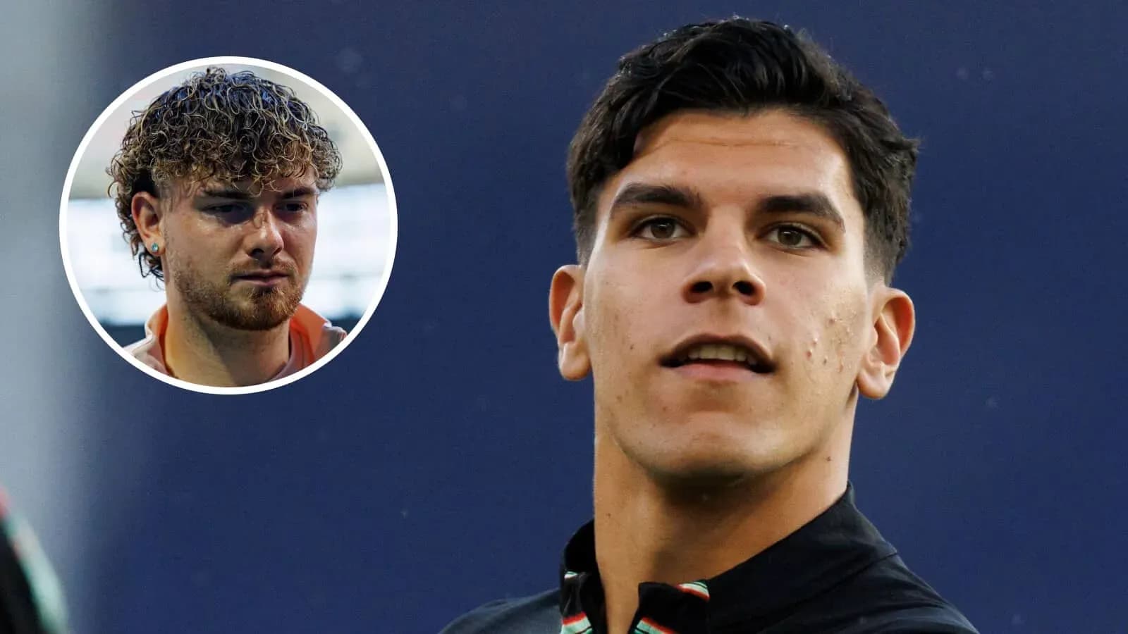 Dos jugadores de fútbol en primer plano Dos jugadores de fútbol en primer plano