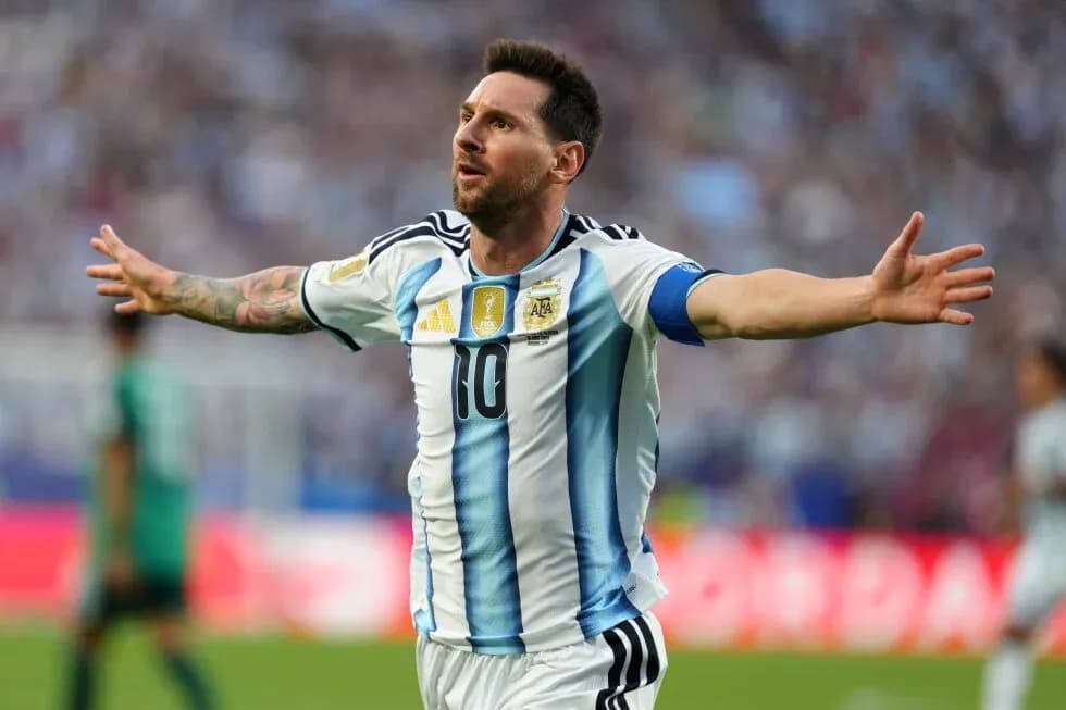 Lionel Messi celebrando un gol con Argentina Lionel Messi celebrando un gol con Argentina