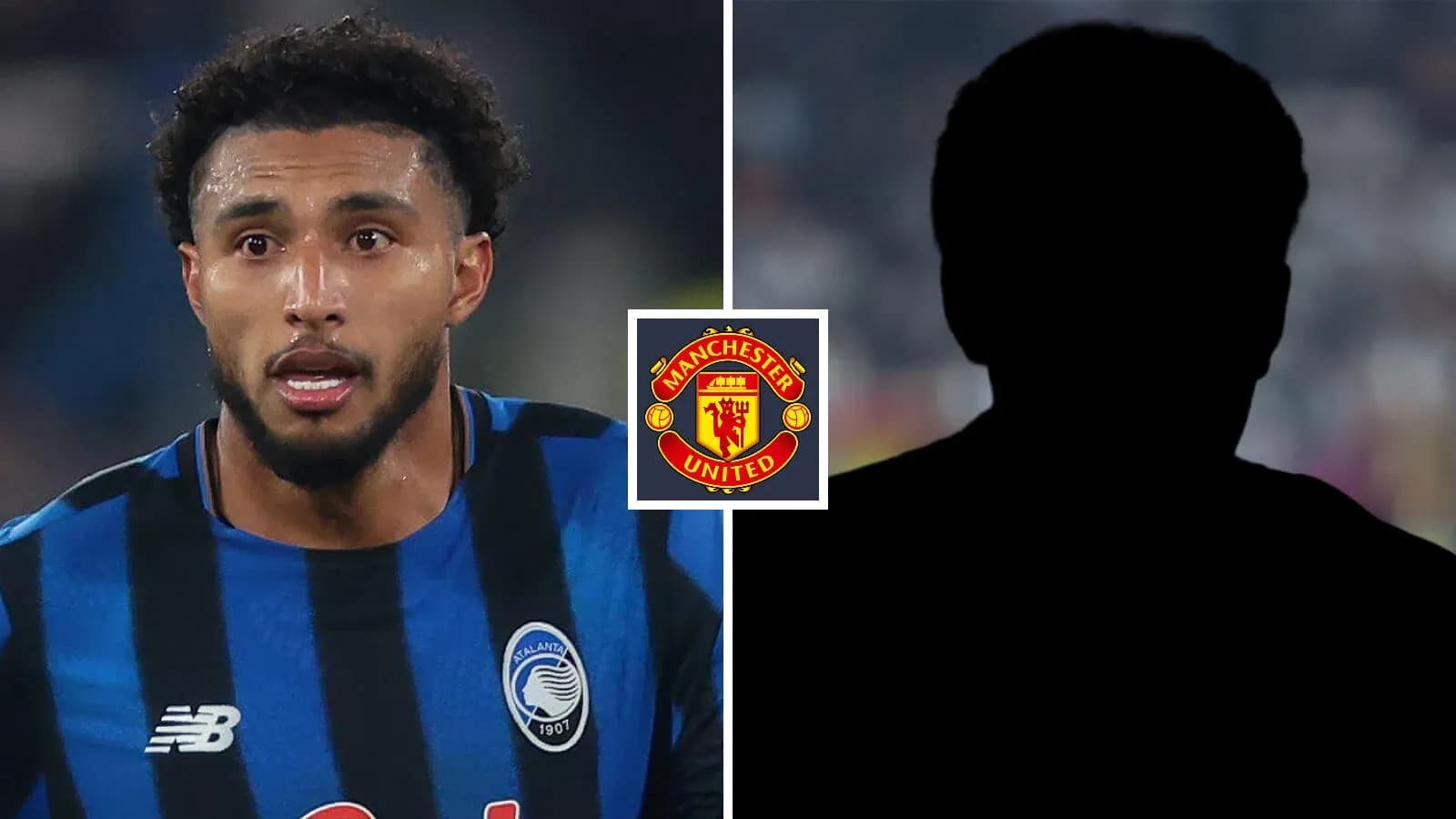 Jugador de Atalanta en acción con logo de Manchester United Jugador de Atalanta en acción con logo de Manchester United