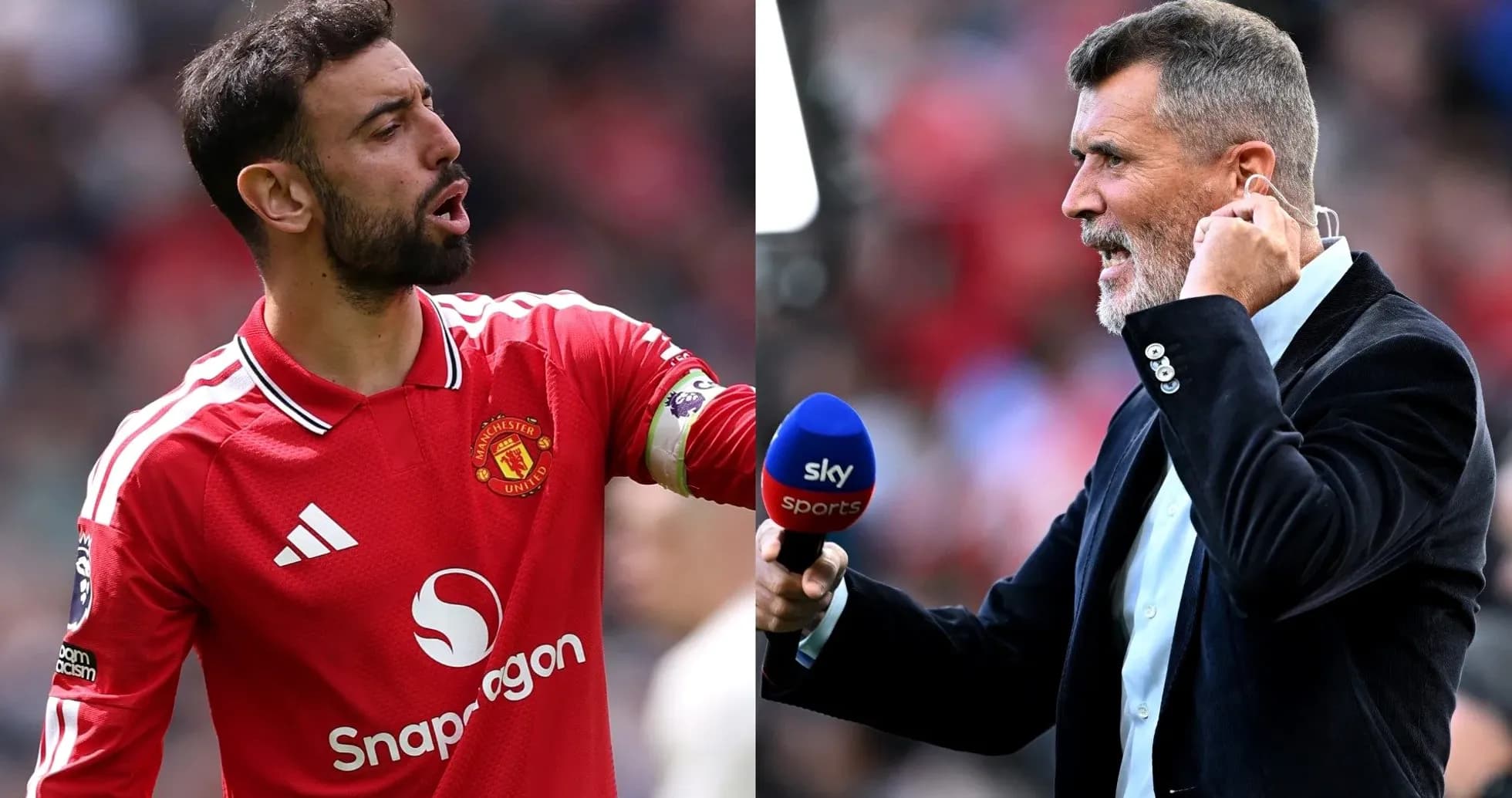 Bruno Fernandes y Roy Keane en acción durante un partido Bruno Fernandes y Roy Keane en acción durante un partido