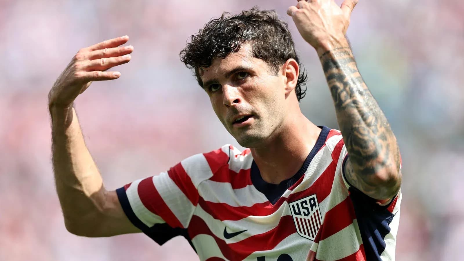 Jugador de Estados Unidos gesticulando durante el partido Jugador de Estados Unidos gesticulando durante el partido
